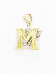 14K 1.5g Solid Yellow Gold Letter M Angel Pendant Cherub Inital Elegant